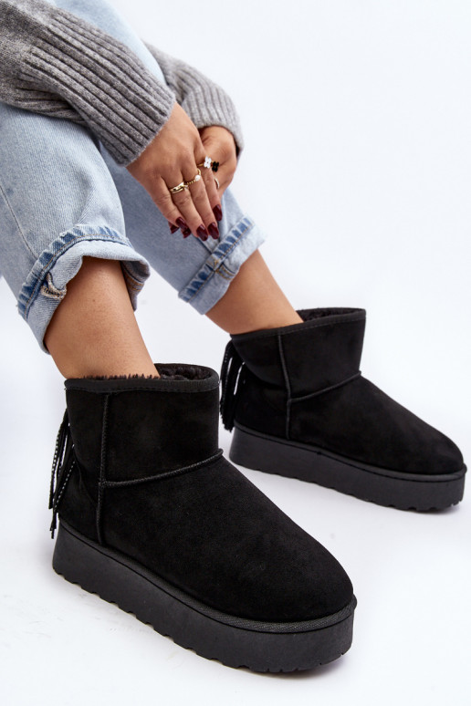 Dámske Snehule s platformou so strapcami čierna Lirico