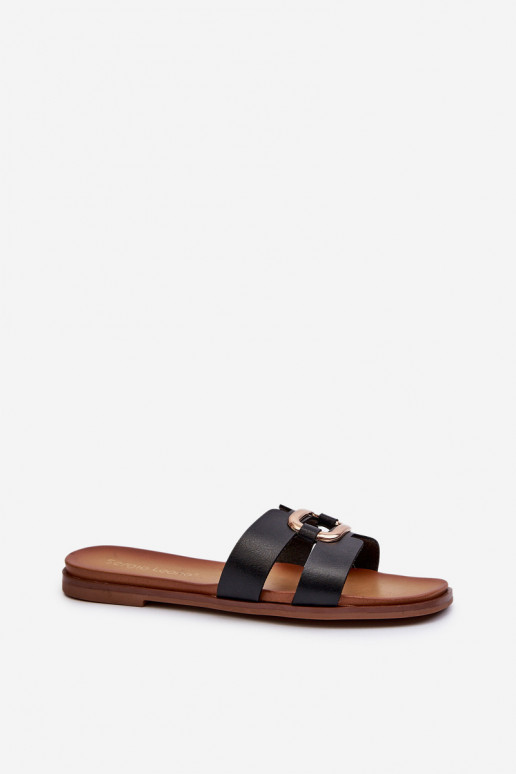 rovná sa Dámske papuče z eko kože Sergio Leone SK077H čierna