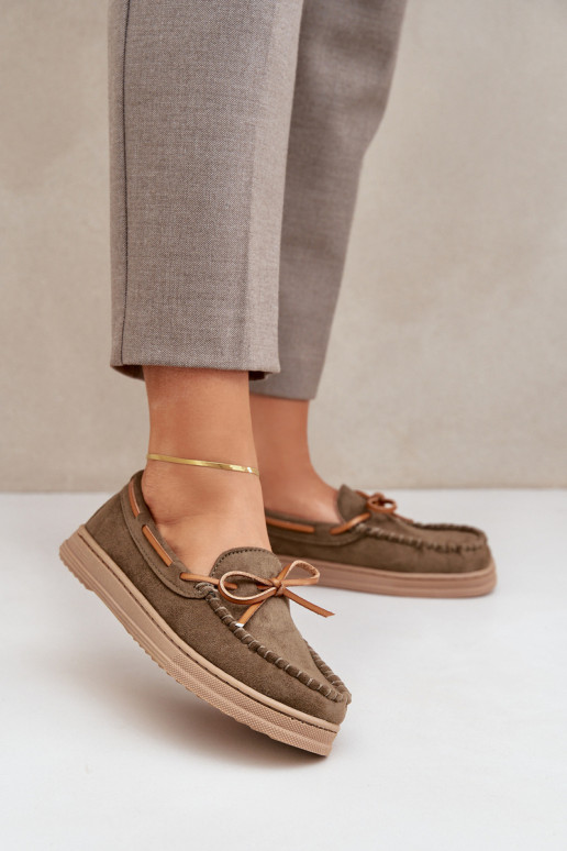 dámske mokasíny Zapnuté rovnej podrážke khaki farby Timannie