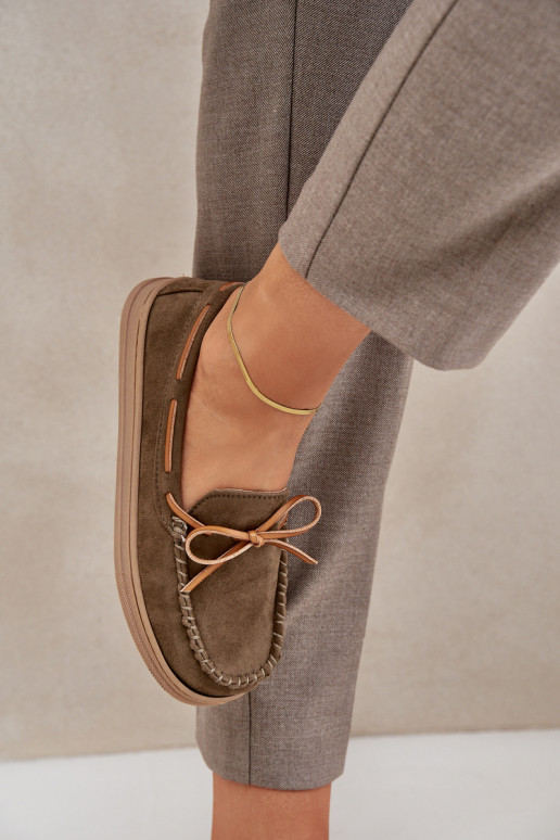 dámske mokasíny Zapnuté rovnej podrážke khaki farby Timannie