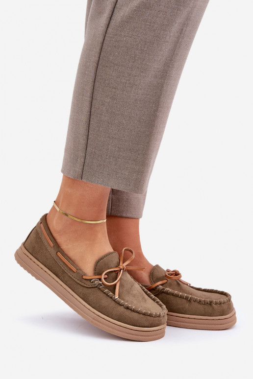 dámske mokasíny Zapnuté rovnej podrážke khaki farby Timannie