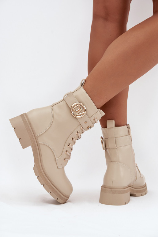 zahriať sa Pracovné členkové topánky Dámske S Ornatem Detalem béžová Talyssa