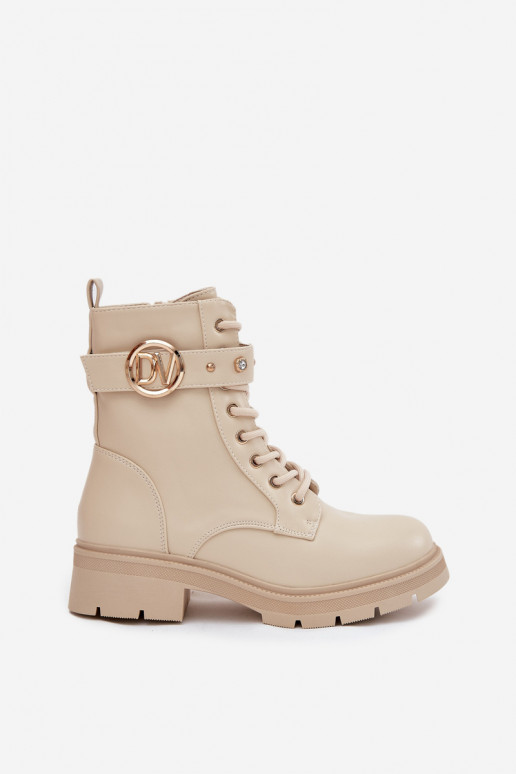 zahriať sa Pracovné členkové topánky Dámske S Ornatem Detalem béžová Talyssa