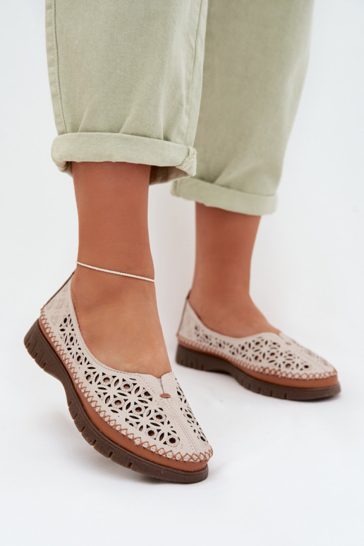 Prelamované balerínky DámskeZapnutéturalnej Skóry Sergio Leone SP-006 sivá