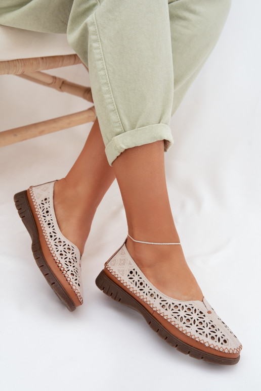 Prelamované balerínky DámskeZapnutéturalnej Skóry Sergio Leone SP-006 sivá