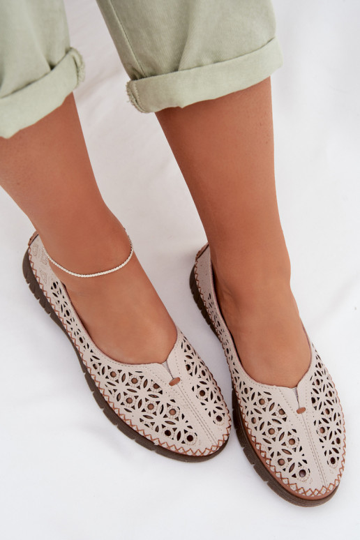 Prelamované balerínky DámskeZapnutéturalnej Skóry Sergio Leone SP-006 sivá