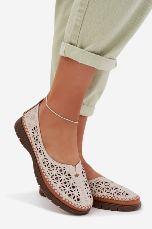 Prelamované balerínky DámskeZapnutéturalnej Skóry Sergio Leone SP-006 sivá