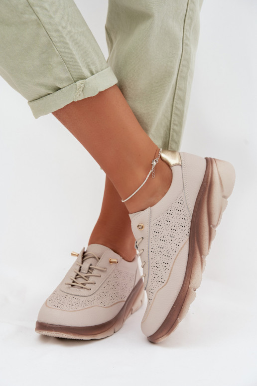 Kožené zo semišu Tenisky model obuvi Dámske s prvkami prelamovania Sergio Leone SP-002 Hnedá farba