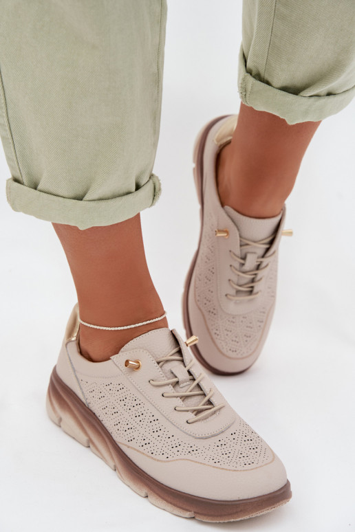 Kožené zo semišu Tenisky model obuvi Dámske s prvkami prelamovania Sergio Leone SP-002 Hnedá farba