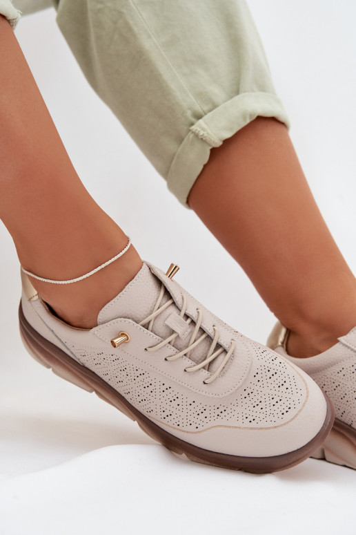 Kožené zo semišu Tenisky model obuvi Dámske s prvkami prelamovania Sergio Leone SP-002 Hnedá farba