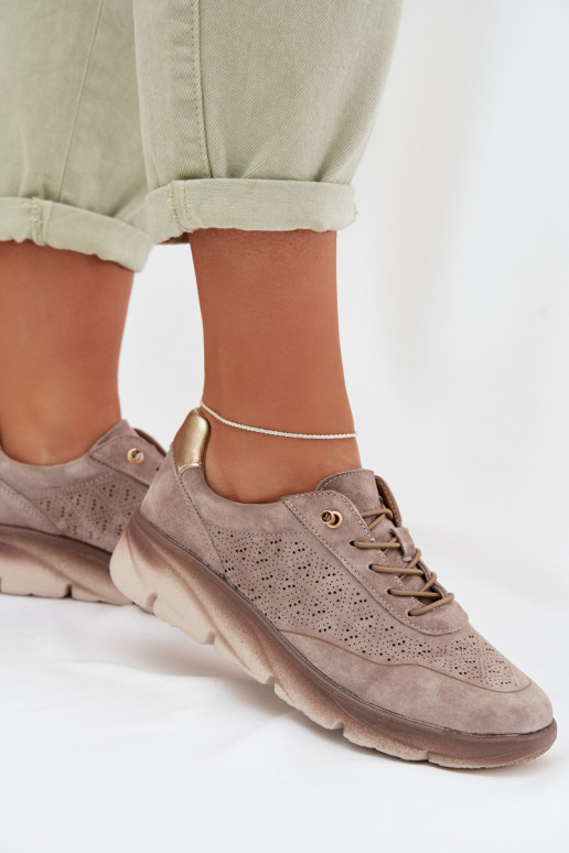 Kožené Tenisky model obuvi Dámske s prvkami prelamovania Sergio Leone SP-002 sivá