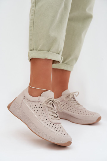 Kožené topánky Tenisky model obuvi Dámske s prvkami prelamovania Sergio Leone SP-013 sivá 2