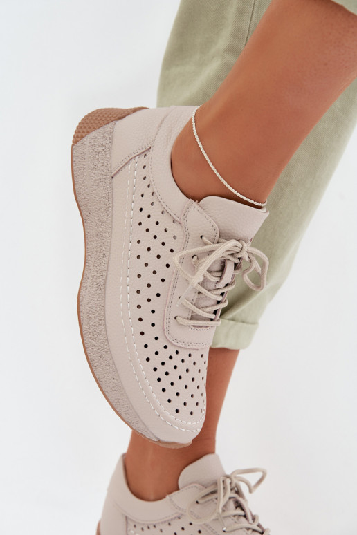 Kožené topánky Tenisky model obuvi Dámske s prvkami prelamovania Sergio Leone SP-013 sivá