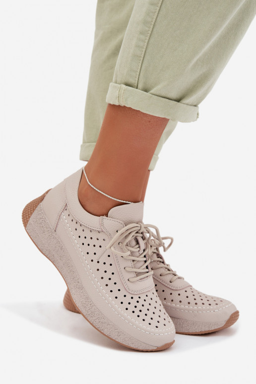 Kožené topánky Tenisky model obuvi Dámske s prvkami prelamovania Sergio Leone SP-013 sivá