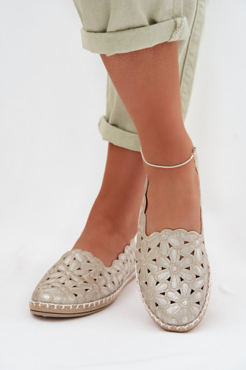 Dámske Trvalý model Balerínky s kvetmi zlatej farby Vennice