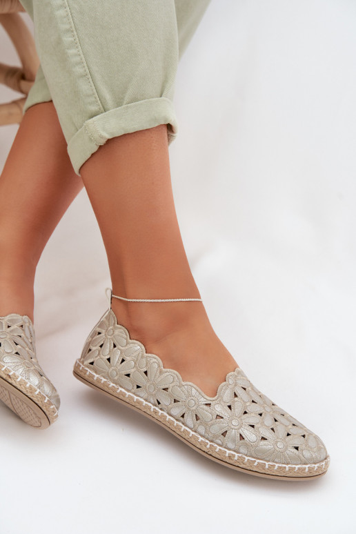 Dámske Trvalý model Balerínky s kvetmi zlatej farby Vennice