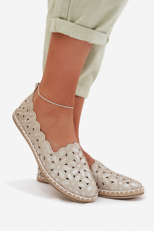 Dámske Trvalý model Balerínky s kvetmi zlatej farby Vennice