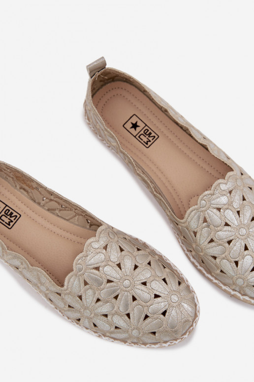 Dámske Trvalý model Balerínky s kvetmi zlatej farby Vennice