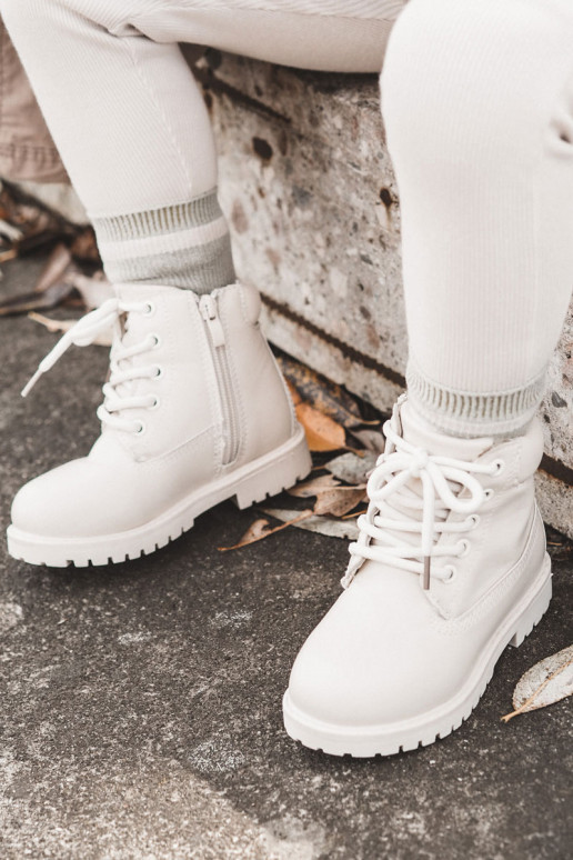 Teplé detské čižmy slonovina Dexter