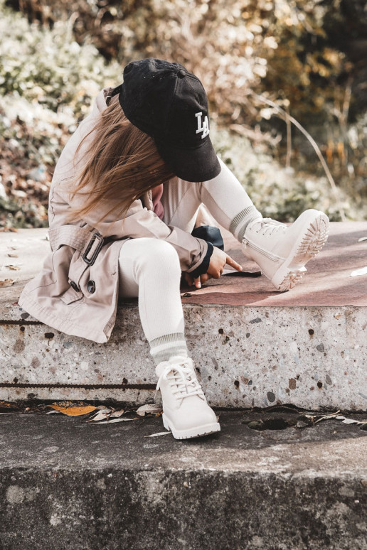 Teplé detské čižmy slonovina Dexter