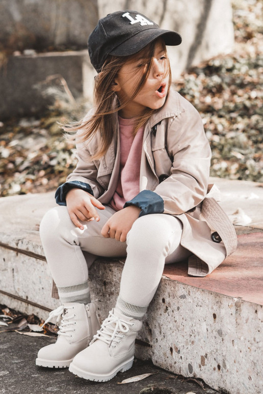 Teplé detské čižmy slonovina Dexter