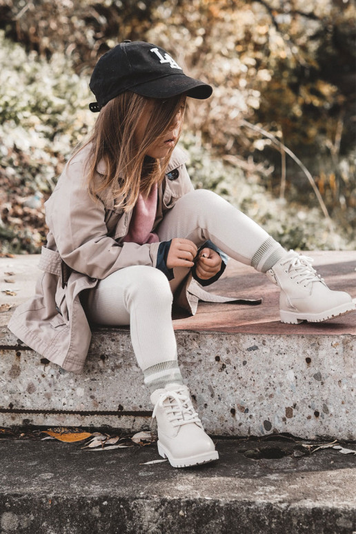 Teplé detské čižmy slonovina Dexter