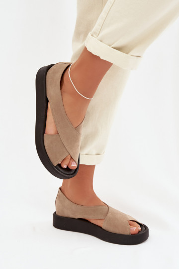 Dámske sandáleZapnutéturalnego zo semišuu Zazoo 3196 béžová