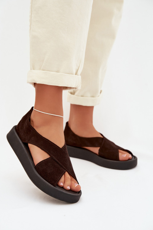 Dámske sandáleZapnutéturalnego zo semišuu Zazoo 3196 CzekoladoIne