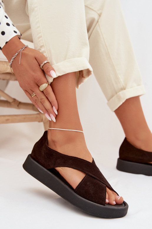 Dámske sandáleZapnutéturalnego zo semišuu Zazoo 3196 CzekoladoIne