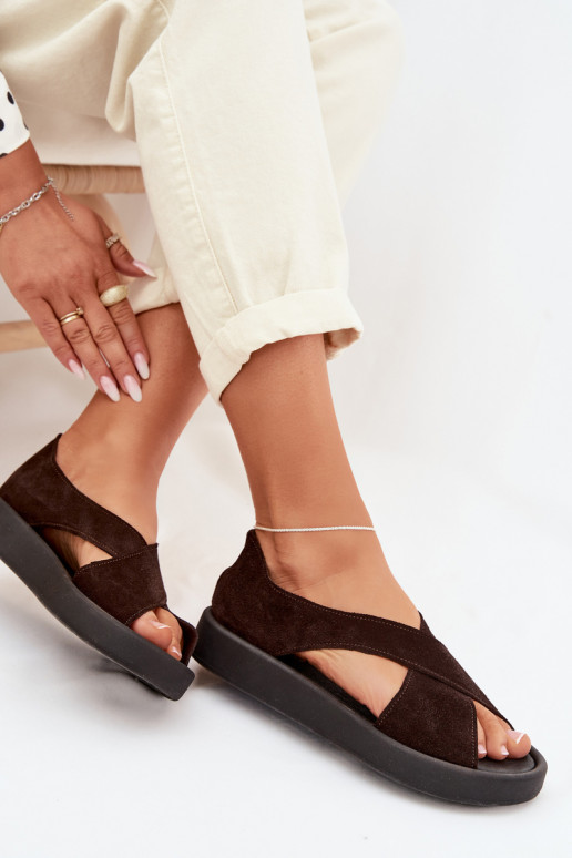 Dámske sandáleZapnutéturalnego zo semišuu Zazoo 3196 CzekoladoIne