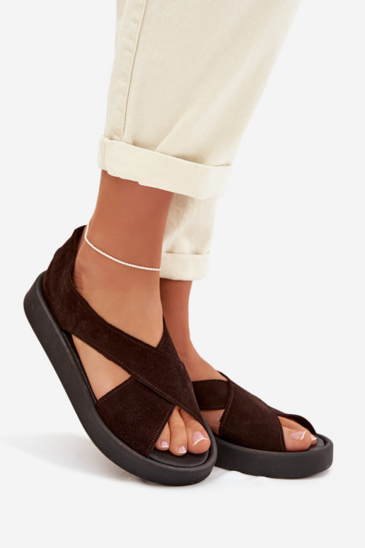 Dámske sandáleZapnutéturalnego zo semišuu Zazoo 3196 CzekoladoIne