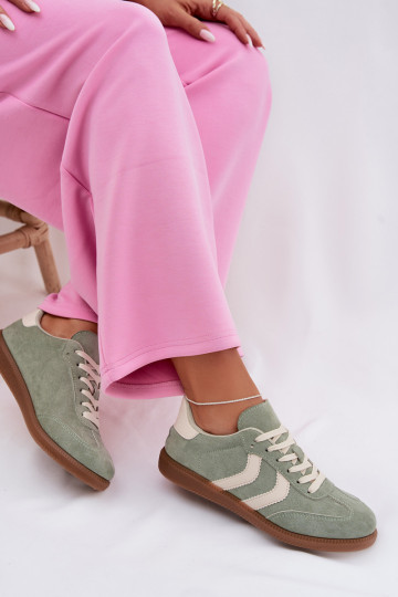 Tenisky model obuvi Dámskez eko semišuu zelená farba Jesavella