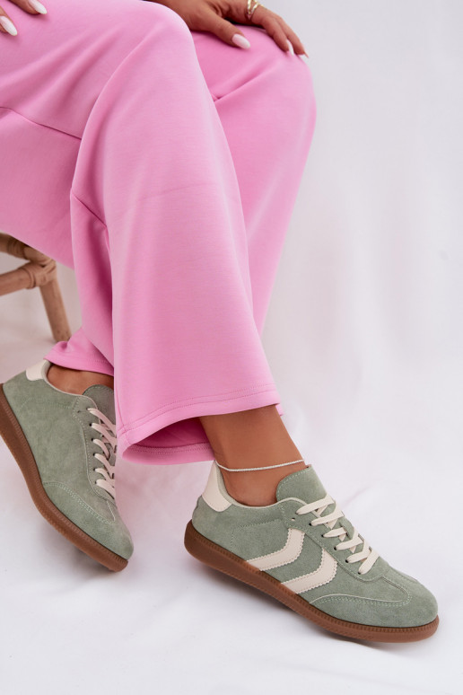 Tenisky model obuvi Dámskez eko semišuu zelená farba Jesavella