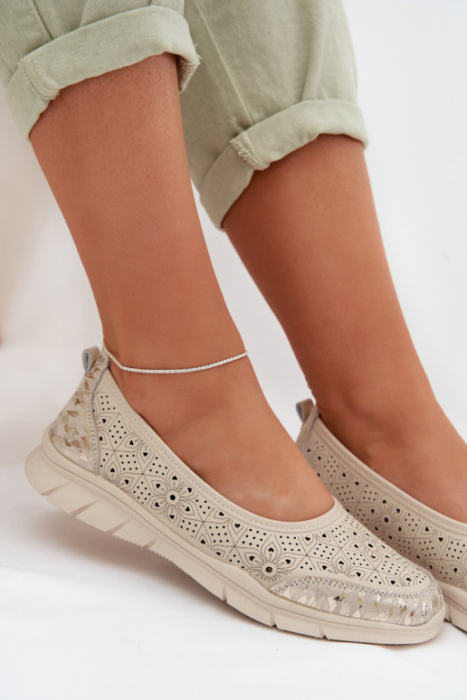 Prelamované balerínkyZapnutéturalnej Skóry béžová Palorette