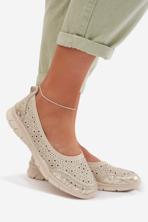 Prelamované balerínkyZapnutéturalnej Skóry béžová Palorette