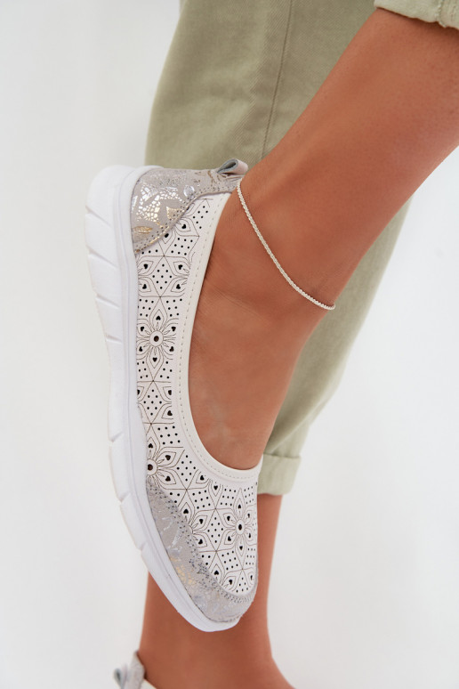 Kožené Prelamované balerínky S.Barski GR61-5973 biela farba