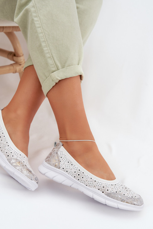 Kožené Prelamované balerínky S.Barski GR61-5973 biela farba