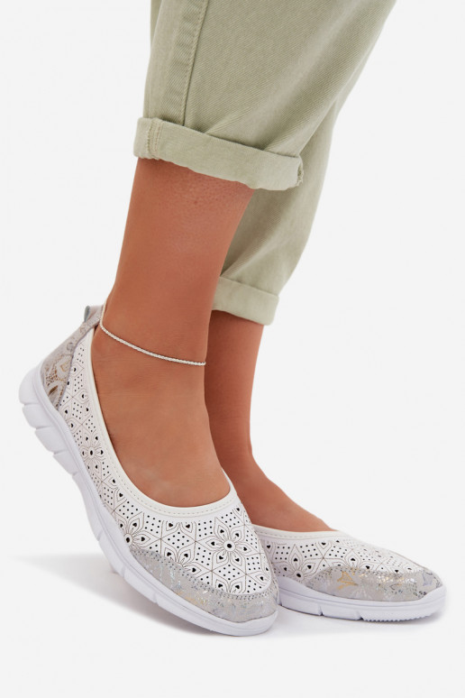 Kožené Prelamované balerínky S.Barski GR61-5973 biela farba