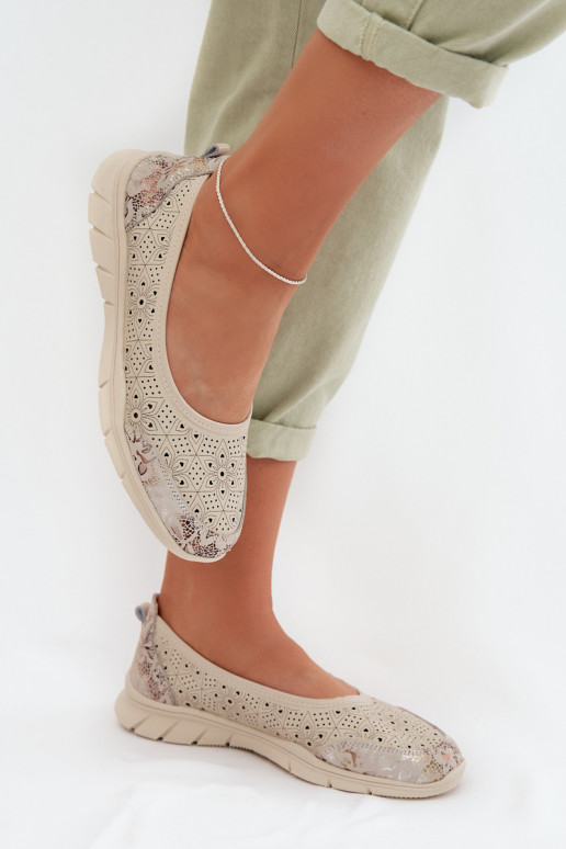 Kožené Prelamované balerínky S.Barski GR61-5973 béžová