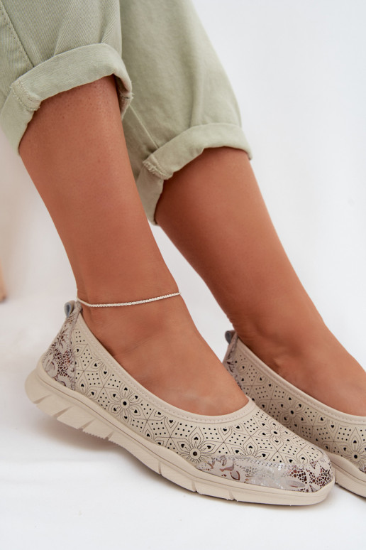 Kožené Prelamované balerínky S.Barski GR61-5973 béžová