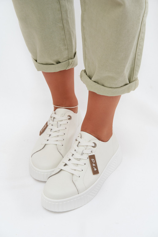 Tenisky model obuvi DámskeZapnutéturalnej Skóry D&A GR61-5591 biela farba