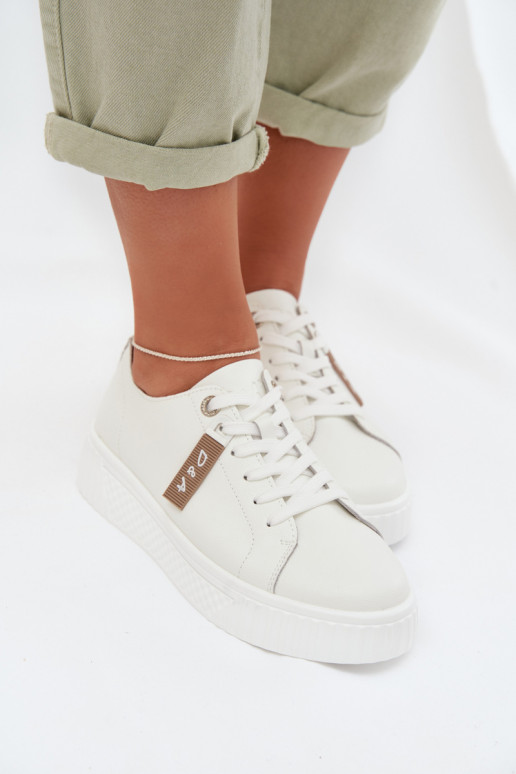 Tenisky model obuvi DámskeZapnutéturalnej Skóry D&A GR61-5591 biela farba