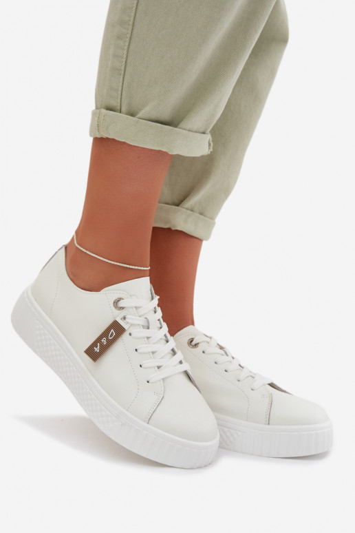 Tenisky model obuvi DámskeZapnutéturalnej Skóry D&A GR61-5591 biela farba