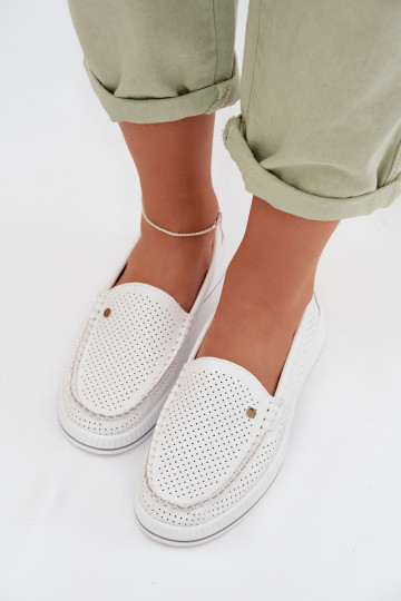 topánky DámskeZapnutéturalnej Skóry S.Barski GR61-5980 biela farba