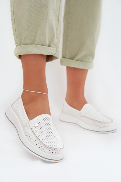 topánky DámskeZapnutéturalnej Skóry S.Barski GR61-5980 biela farba