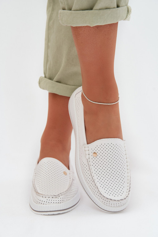 topánky DámskeZapnutéturalnej Skóry S.Barski GR61-5980 biela farba