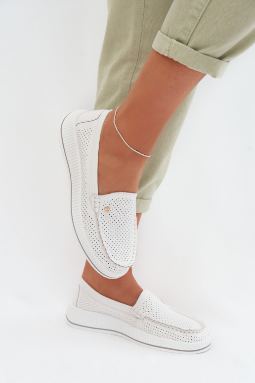 topánky DámskeZapnutéturalnej Skóry S.Barski GR61-5980 biela farba