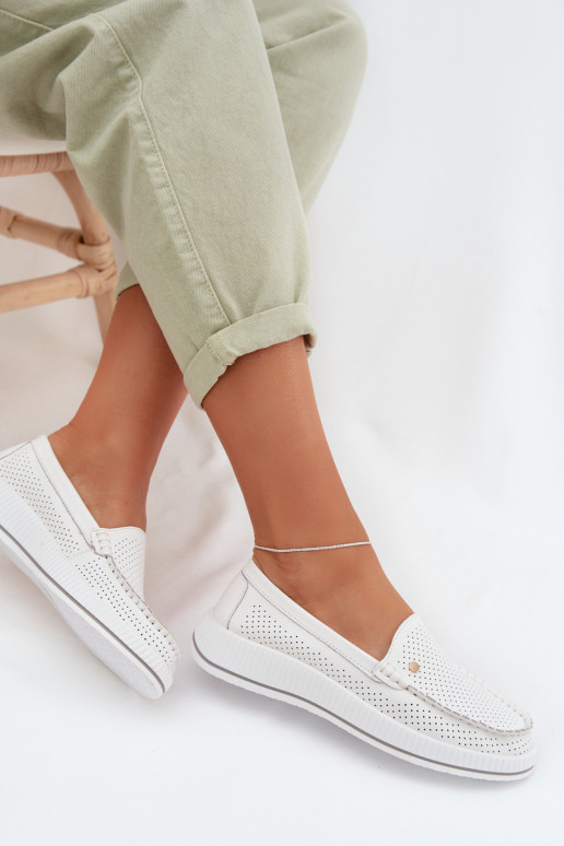 topánky DámskeZapnutéturalnej Skóry S.Barski GR61-5980 biela farba