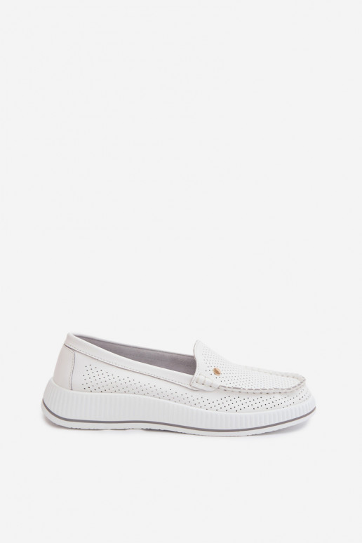 topánky DámskeZapnutéturalnej Skóry S.Barski GR61-5980 biela farba