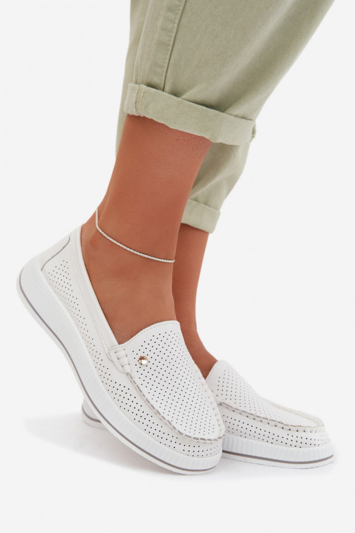 topánky DámskeZapnutéturalnej Skóry S.Barski GR61-5980 biela farba